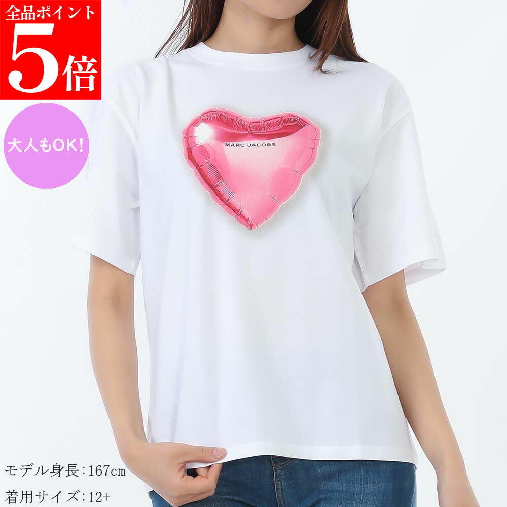 Rakuten - 【正規品・新品・GW直前スーパーSALE全品P5倍＆全品5％値引きクーポン30日迄】MARC JACOBS KIDS マークジェイコブスキッズ W60545 10P レディース ガールズ ハートチャーム ロゴ 半袖 Tシャツ 大人もOK 女性用 子供用