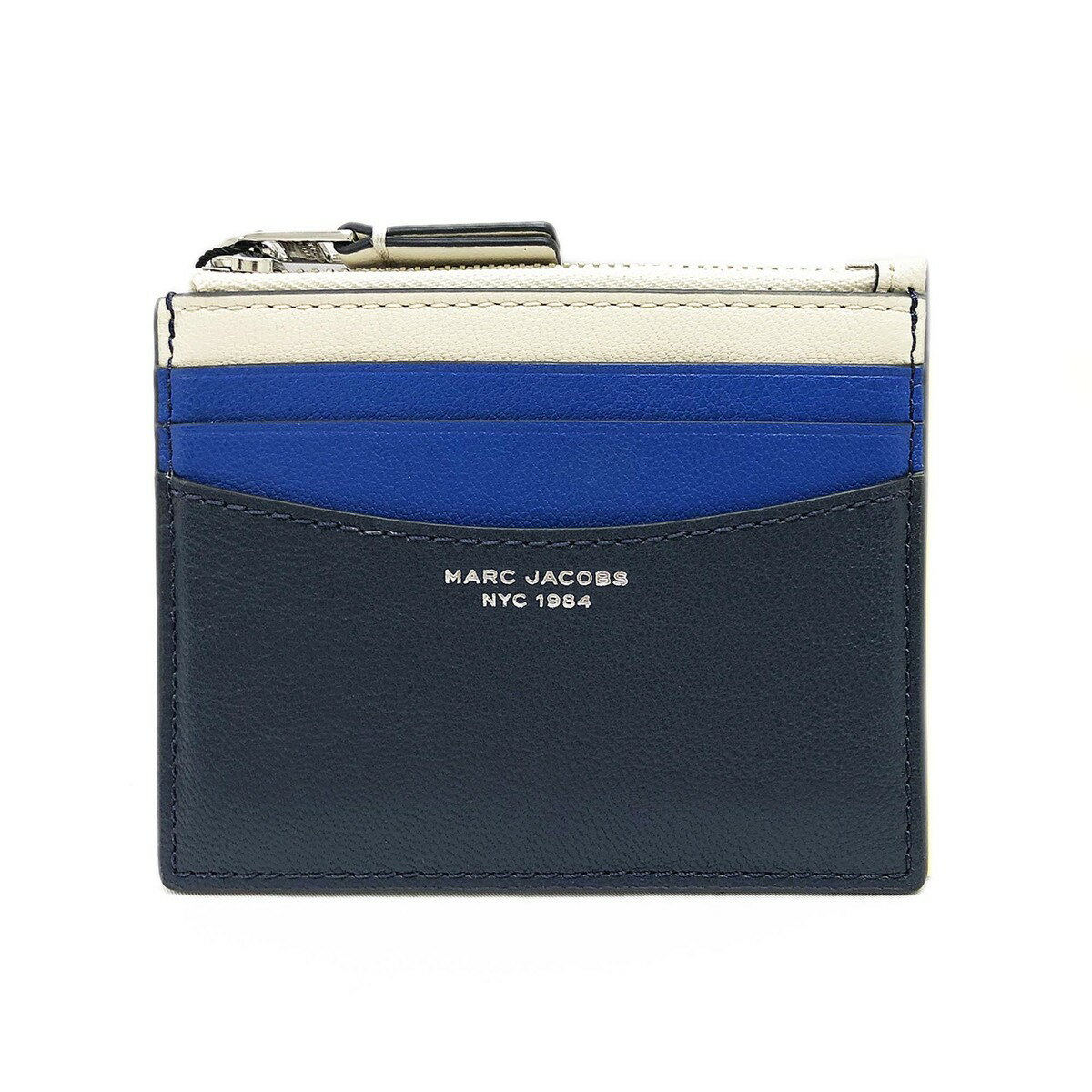 【GW・母の日ギフトスペシャルセール☆全品10％OFFクーポン☆12日迄☆全品新品】MARC JACOBS マークジェイコブス S166L03FA22 455カラーブロック ザ ジップ カード ケース「SLIM 84」BLUE SEA MULTI ブルー系