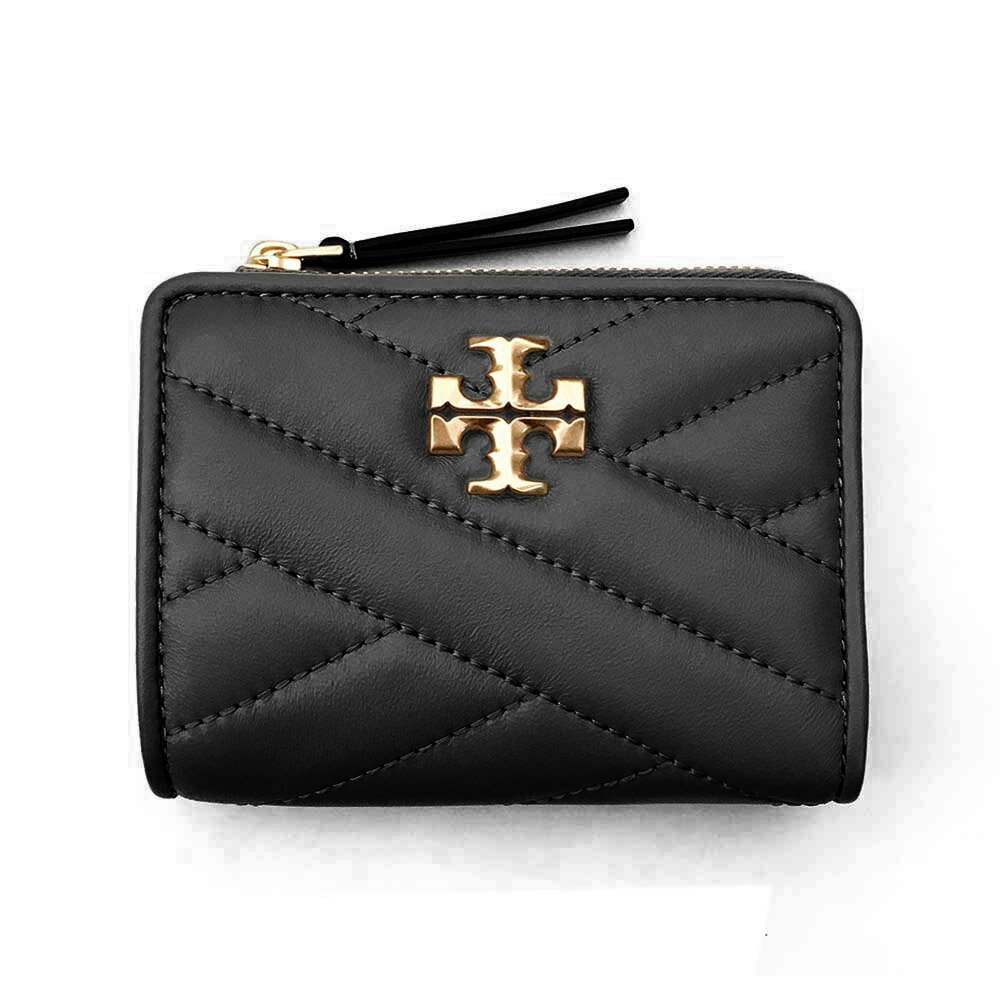 トリーバーチ 財布（レディース） 【決算大処分市☆全品10％OFFクーポン☆31日迄☆全品新品】TORY BURCH トリーバーチ 153121 001 BLACK キラ シェブロン バイフォールド ウォレット 二つ折り財布