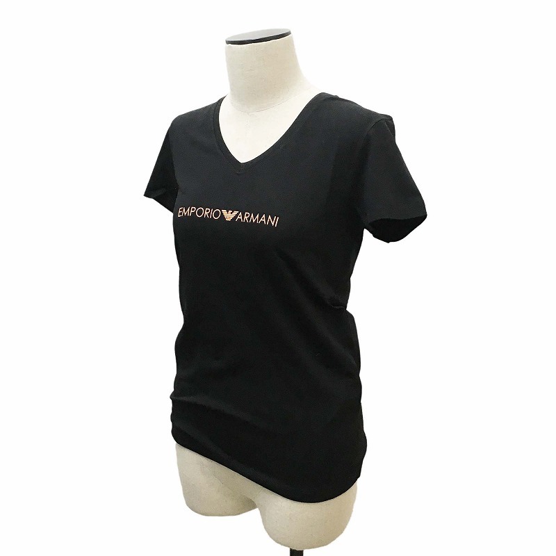 【★5日はP3倍！更に5%OFF！最大10%OFFクーポン★7/5 0時〜23時59分まで】【新品・超お得】★2023年春夏新作★　エンポリオ アルマーニ レディース Tシャツ 半袖 ストレッチ Vネック ブラック 164699 3R227 00020 EMPORIO ARMANIのサムネイル
