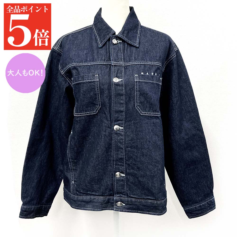 Rakuten - 【正規品・新品・GW直前スーパーSALE全品P5倍＆全品5％値引きクーポン30日迄】MARNI KIDS マルニ キッズ デニムジャケット M01616 M00WH レディース ガールズ 長袖 ジージャン Gジャン 胸ポケット ロゴ刺繍 0M01 婦人用