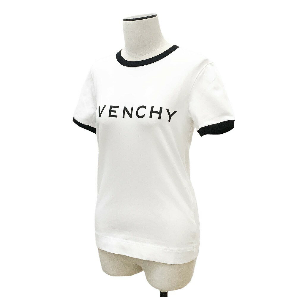 【決算大処分市☆全品10％OFFクーポン☆31日迄☆全品新品】 GIVENCHY ジバンシィ BW70BF 3YAC 116 WHITE/BLACK レディース ロゴ スリムフィット Tシャツ 半袖 クルーネック