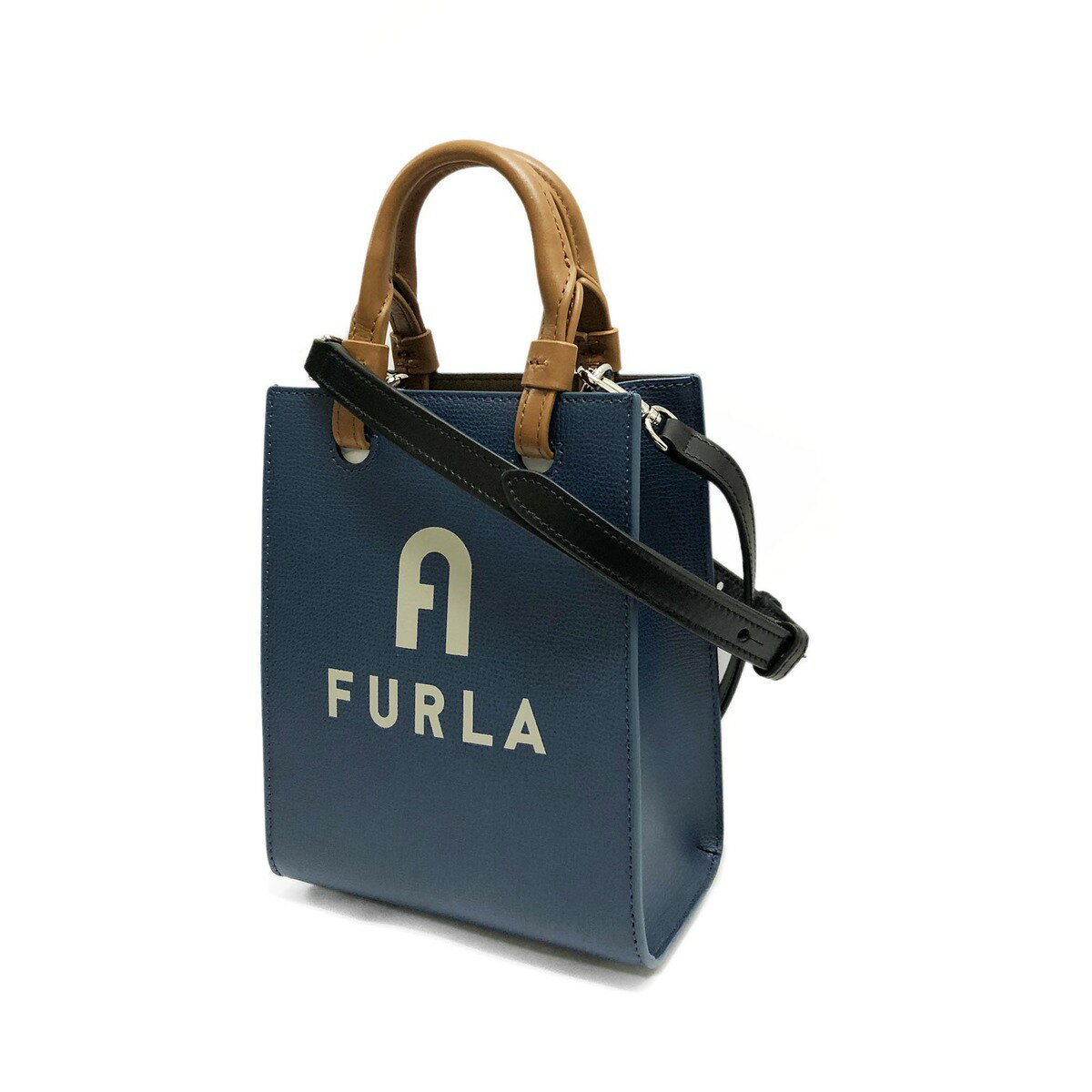 【決算大処分市☆全品10％OFFクーポン☆31日迄☆全品新品】WB00729 BX1230 1845S FURLA フルラ レディース フルラ ヴァーシティスタイルトートミニ ショッピングバッグ/ショルダーバッグ ブルー系