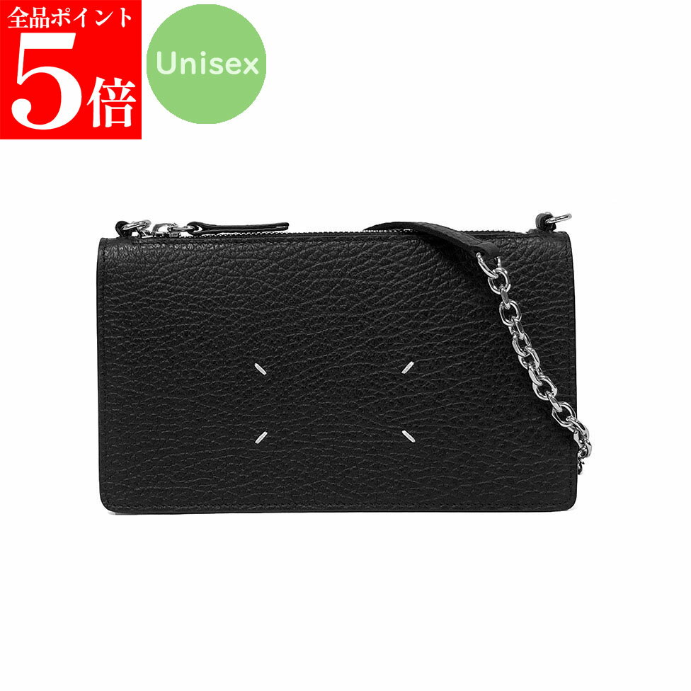 Rakuten - 【正規品・新品・GW直前スーパーSALE全品P5倍＆全品5％値引きクーポン30日迄】★2025AW★MM6 Maison Margiela エムエム6メゾンマルジェラ SA1VL0038 P4455 T8013 4ステッチ チェーン ショルダー ウォレット ブラック ユニセックス