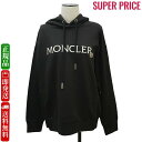 MONCLER モンクレール 8G00016.89A1K 999 BLACK パーカー フーディ スウェット 刺しゅうロゴ入り