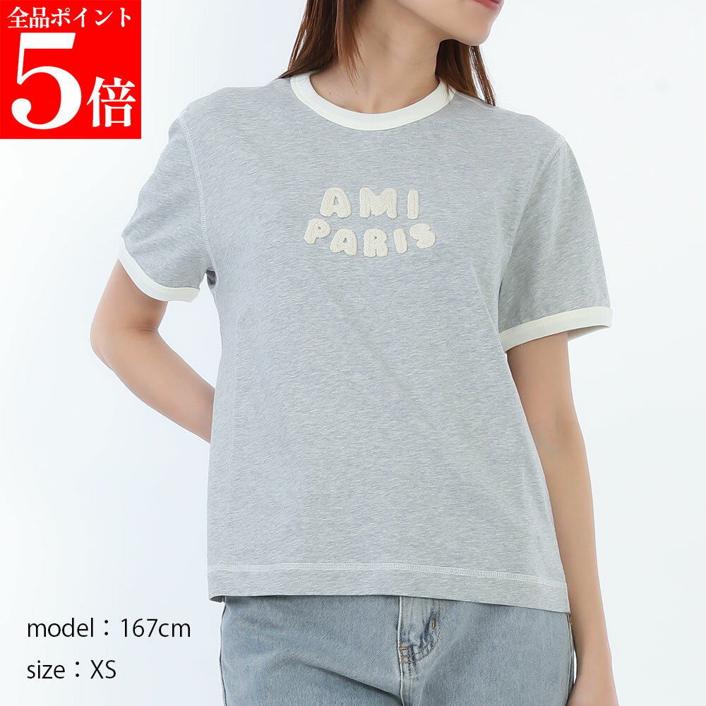 樂天商城 - 【春の応援SALE全品P5倍＆最大2万円値引きクーポン15日迄】AMI PARIS アミパリス Tシャツ UTS371 724 Alexandre Mattiussi アレクサンドロ マテュッシ レディーズ ライトウェイト コットンジャージー Ami Paris ショートスリーブ Tシャツ レディース 女性用 婦人用