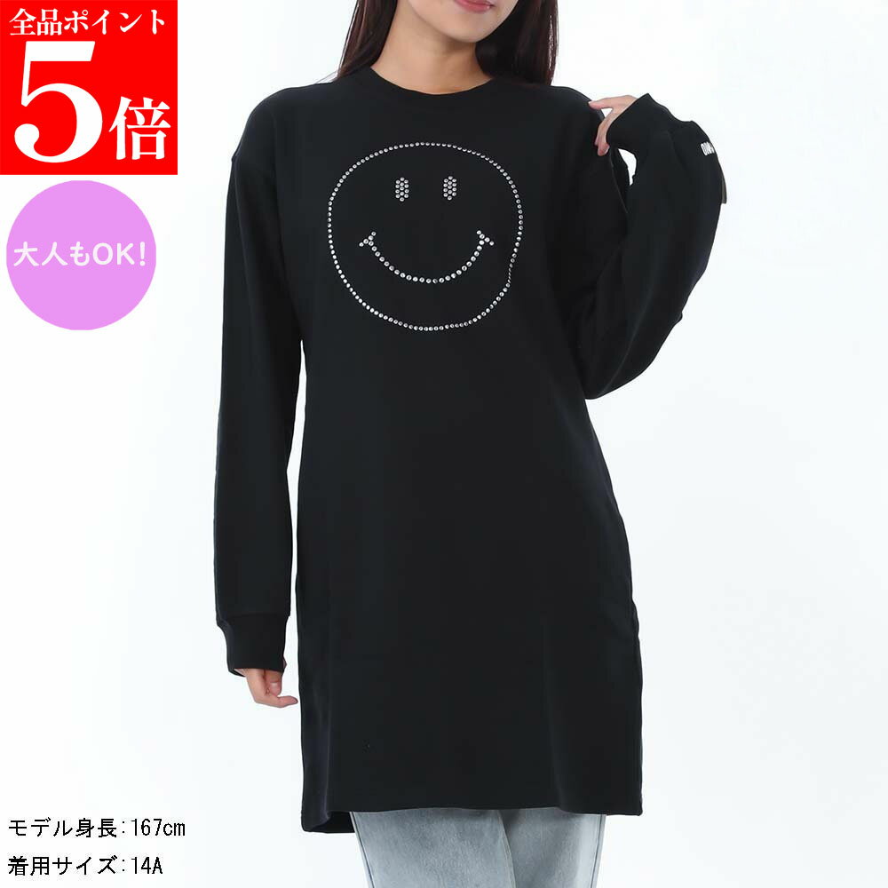 樂天商城 - 【決算セール☆全品P5倍＆最大2万円スペシャルクーポン10日迄】MOSCHINO KIDS モスキーノキッズ HDV0H6 LCA87 60100 レディース ガールズ スマイリー スウェットワンピース 大人もOK