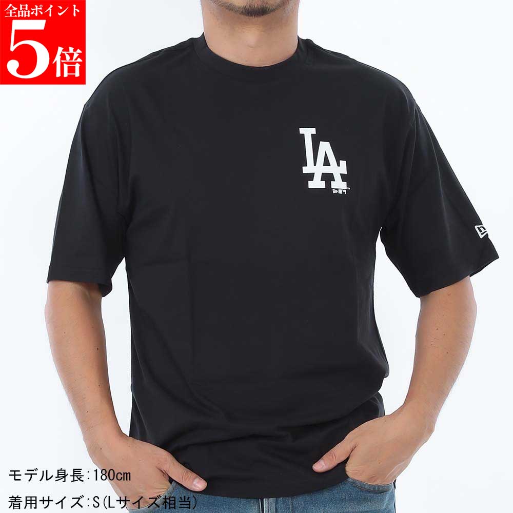 Rakuten - 【決算セール☆全品P5倍＆最大2万円スペシャルクーポン10日迄】NEW ERA ニューエラ 60416724 BLKWHT LAドジャース MLB エッセンシャル メンズ オーバーサイズ 半袖Tシャツ