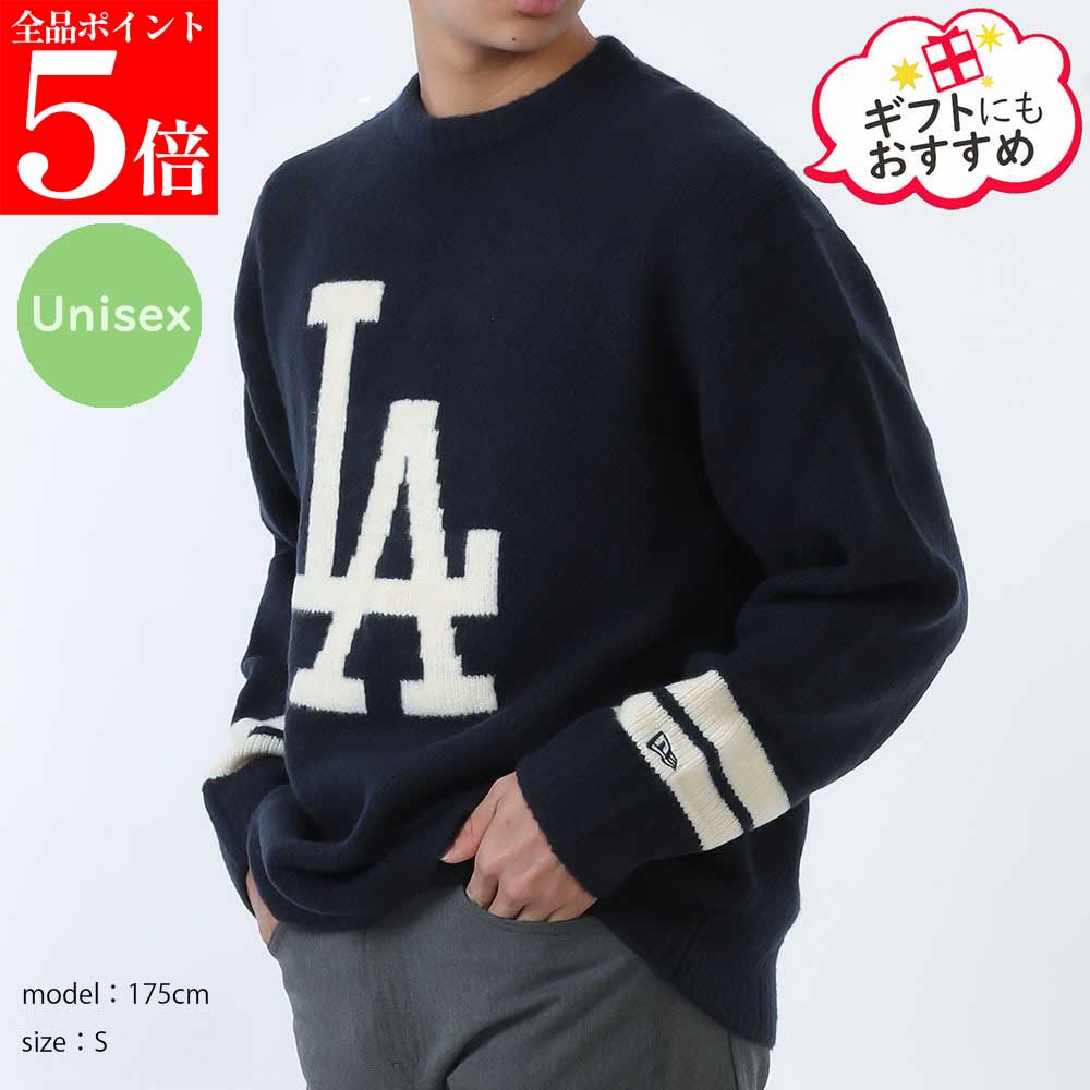 Rakuten - 【正規品・新品・GW直前スーパーSALE全品P5倍＆全品5％値引きクーポン30日迄】NEWERA ニューエラ セーター AP MLB APPLIQUE LOGO SW33 LOSDOD ドジャース NAVY 長袖ニット 大谷翔平 オオタニ メンズ レディース 60684329 ユニセックス 男性用 紳士用