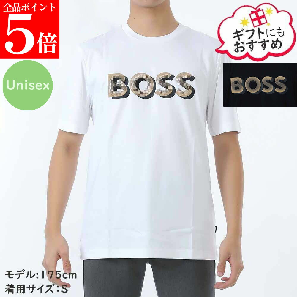 Rakuten - 【春の応援SALE全品P5倍＆最大2万円値引きクーポン15日迄】HUGO BOSS ヒューゴボス 50551902 シルケットコットン Tシャツ ロゴアートワーク メンズ半袖 クルーネック 男性用 紳士用