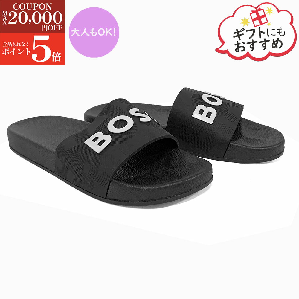 【春の応援SALE全品P5倍＆最大2万円値引きクーポン15日迄】HUGO BOSS KIDS ヒューゴボス キッズ J52669 09B メンズ ボーイズ ラバー シャワーサンダル ビーチサンダル スライドサンダル 大人もOK