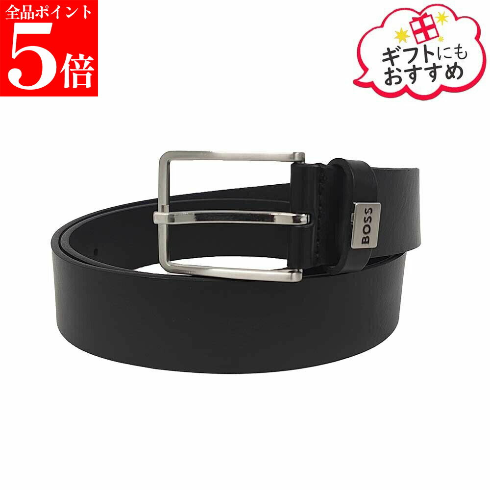 樂天商城 - 【お買い物マラソンSALE★全品ポイント5倍】HUGO BOSS ヒューゴボス 50529898 001 Eilo レザーベルト ロゴループ