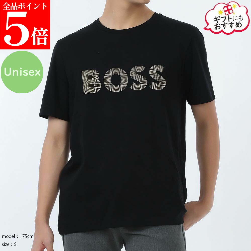 Rakuten - 【決算セール☆全品P5倍＆最大2万円スペシャルクーポン10日迄】HUGO BOSS ヒューゴボス 50543796 001 ピマコットン Tシャツ グロスロゴ 半袖 クルーネック ブラック