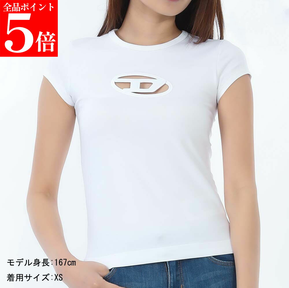 Rakuten - 【正規品・新品・GW直前スーパーSALE全品P5倍＆全品5％値引きクーポン30日迄】【商品名】★2025SS★ DIESEL ディーゼル A06268 0AFAA 100 T-ANGIE スリムフィット 半袖 Tシャツ レディース