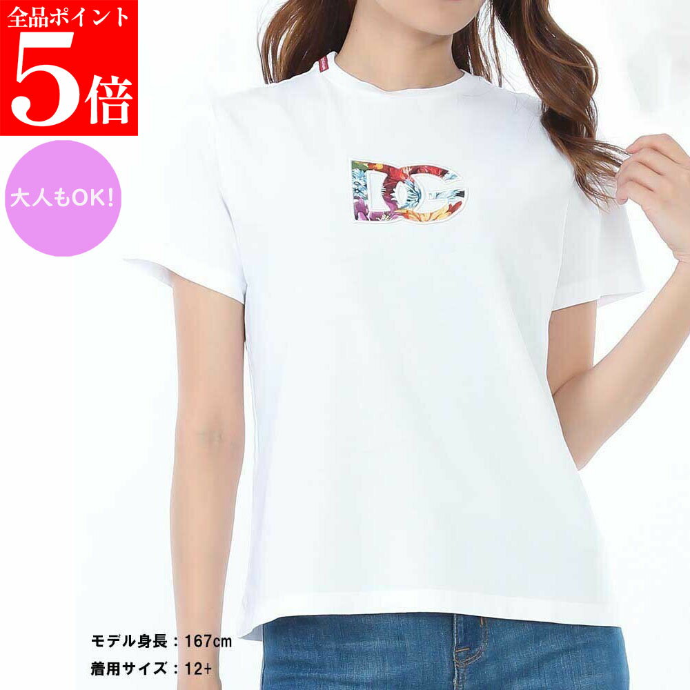 Rakuten - 【正規品・新品・GW直前スーパーSALE全品P5倍＆全品5％値引きクーポン30日迄】DOLCE&GABBANA Kidsドルチェ&ガッバーナ キッズ L5JTNK G7PHQ W0800 レディース ガールズ フローラル ロゴ 半袖Tシャツ 大人もOK！