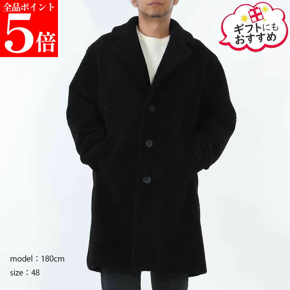Rakuten - 【正規品・新品・GW直前スーパーSALE全品P5倍＆全品5％値引きクーポン30日迄】HERNO ヘルノ CA000206U 12735 9300 メンズ テディ シングルブレスト メンズ ボアコート ブラック 黒 男性用 紳士用