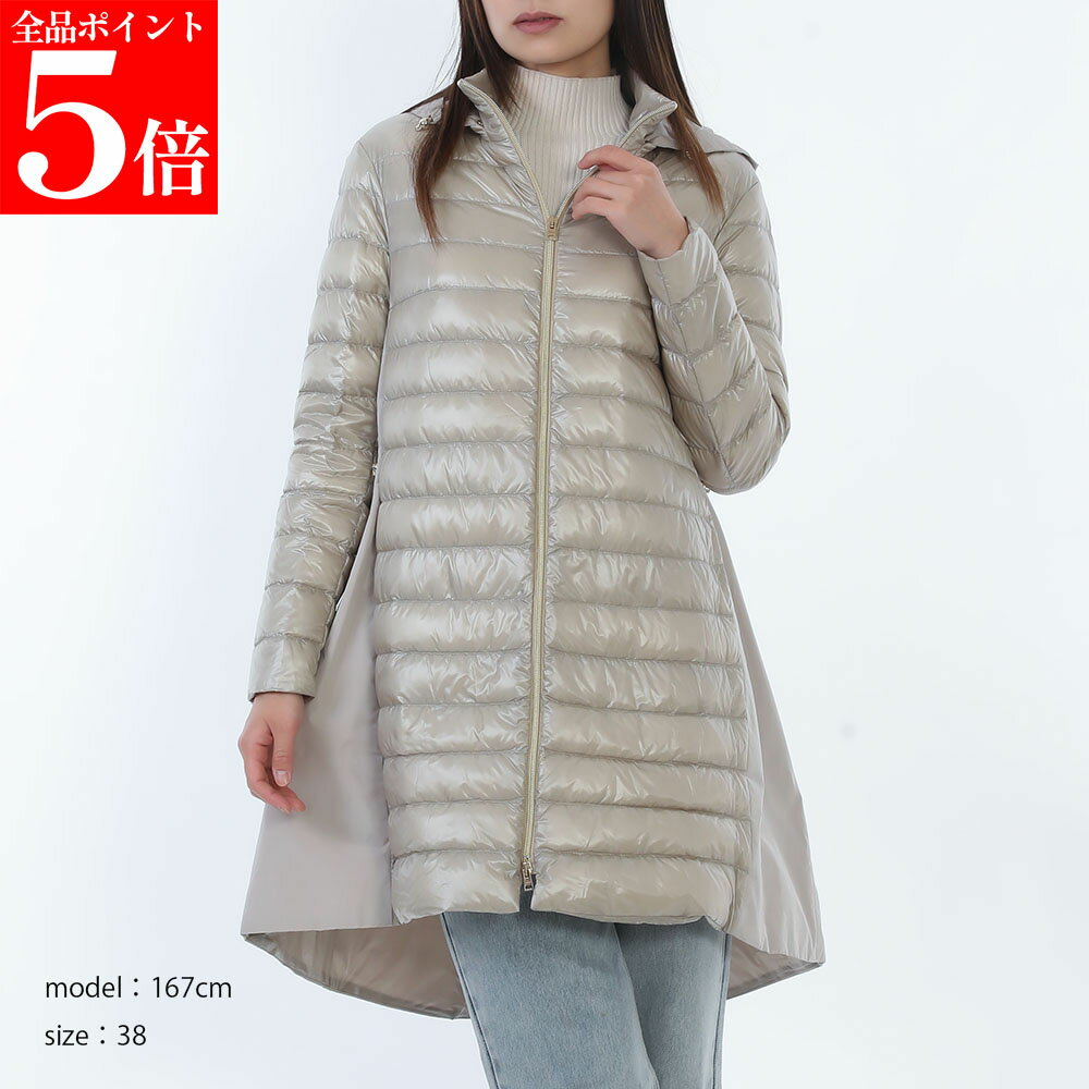 Rakuten - 【正規品・新品・GW直前スーパーSALE全品P5倍＆全品5％値引きクーポン30日迄】HERNO ヘルノ スプリング ダウンコート PI002190D 12017Z レディース フード付き ナイロン Aライン ジップアップ 軽量 女性用 婦人用