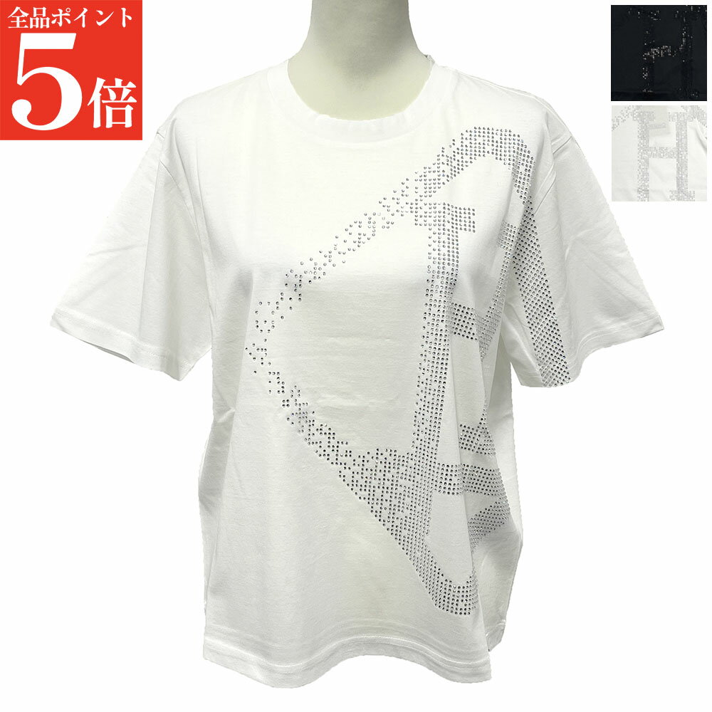 Rakuten - 【正規品・新品・GW直前スーパーSALE全品P5倍＆全品5％値引きクーポン30日迄】HERNO Tシャツ JG000321D 52125 半袖 カットソー レディース コットン ストーン ロゴ カラー2色
