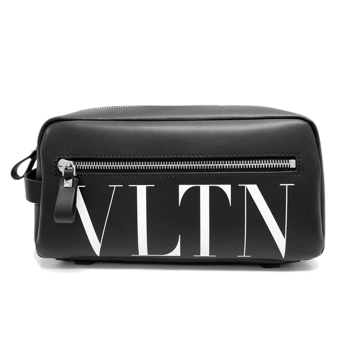 VALENTINO ヴァレンティノガラヴァーニ 1Y2P0T85LVN 0NI VLTN レザークラッチバッグ/セカンドポーチ ブラック×ホワイト