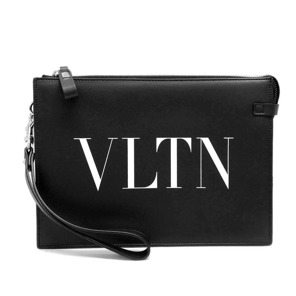 【決算大処分市☆全品10％OFFクーポン☆31日迄☆全品新品】VALENTINO ヴァレンティノ 1Y2P0P09LVN 0NI VLTN レザークラッチバッグ ブラック×ホワイト