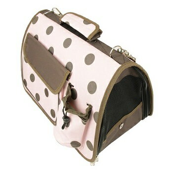ペットクイーン ドット柄バッグ ピンク・ネイビー M (〜5kgまで) 超小型犬〜小型犬用 キャリーバッグ (PetQueen)