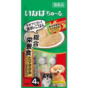 【アウトレット!!】 国産品 いなば ちゅ〜る とりささみ ビーフ入り 14g×4本 犬用 おやつ ドッグフード/総合栄養食 鶏ササミ ちゅーる 【訳あり※賞味期限：2022年4月末まで】