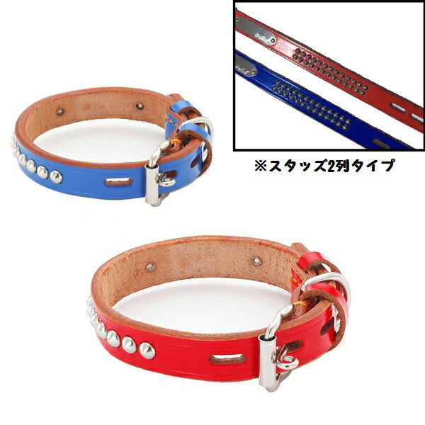 ペティオ BL 手縫平首輪中一 36mm レッド・ブルー 大型犬 カラー 犬用