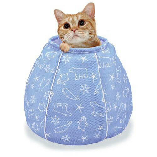 マルカン ニャンタクラブ 接触冷感 猫壺ベッド ブルー ペットベッド クール 猫用 サマー マリン