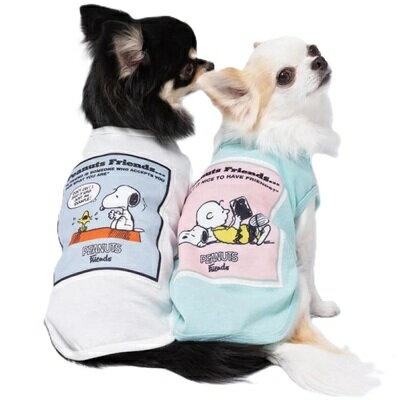 スリーアローズ PEANUTS スヌーピー フライス タンクトップ ホワイト・ミント 2号・3号・3号ロング・4号・5号 (S・M・MD-M・L・XL) 超小型犬～小型犬用 犬服 SNOOPY LL 2L