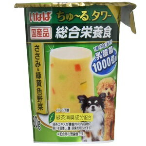 【アウトレット!!】 国産品 いなば ちゅ〜る タワー 総合栄養食 ささみ&緑黄色野菜 80g 乳酸菌 犬用 ドッグフード 鶏ササミ ちゅーる 【訳あり※賞味期限：2024年7月11日まで】