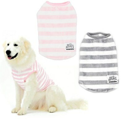 coellee パステルボーダー ノースリーブ 8号 ピンク・グレー 犬服 大型犬用 ドッグウエア コエリー