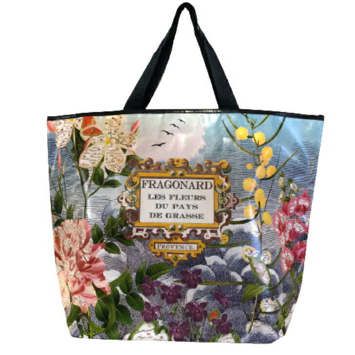 フラゴナール Fragonard ショッピングバッグ Lサイズ パリ 直輸入 マチ広 フランス 老舗香水店 ブランド レディース かわいい オシャレ エコバッグ ビニールバッグ レジャーバッグ 大きい 大容量 花柄 植物柄 南フランス 南仏 大型エコバッグのサムネイル