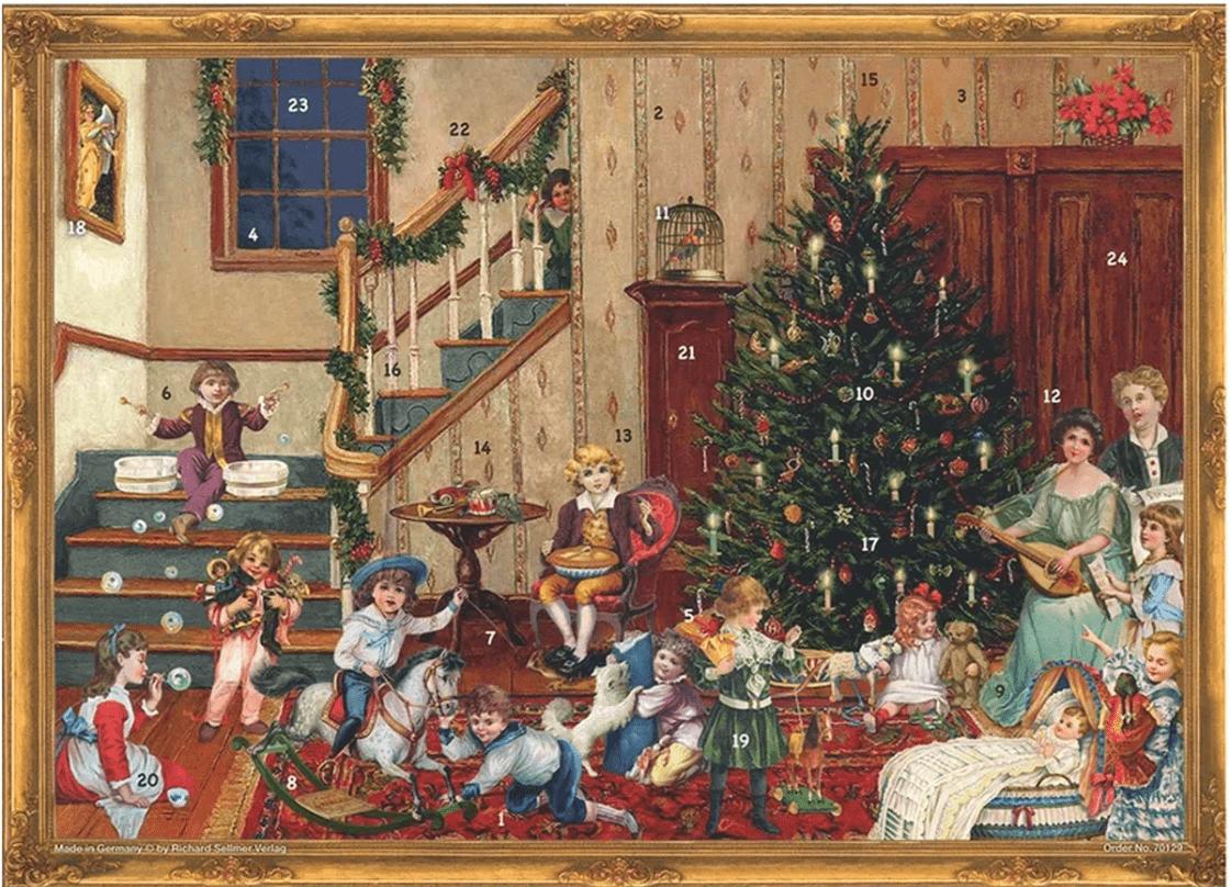 ドイツ アドベントカレンダー L 大判サイズ ヴィクトリア朝 クリスマスの夜 クリスマスツリー クリスマス 子ども 家族 クラシック 絵画
