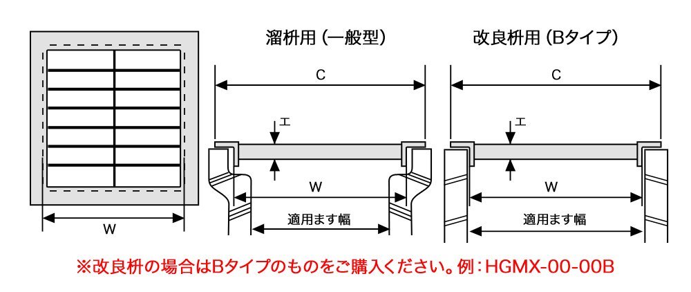 ノンスリップ型 つば付ためます用グレーチング 改良枡用(Bタイプ) (適用ます幅 B18...
