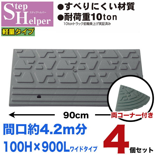 【4個+両コーナーセット】カーステップ　ステップヘルパー　100H×900Lワイドタイプ＋両コーナー　間口約4.2m分　送料無料