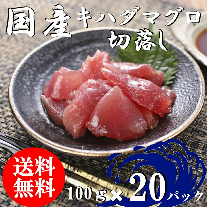 （送料無料）国産マグロ切落し（上）　100g×20パックセット　キハダマグロ　配送不可地域あり　きはだまぐろ　代引き不可