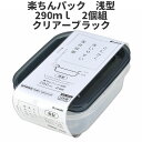 浅型290ml 2個組 クリア-ブラック 保存容器 プラスチック製密閉容器 サイズ:11.1 × 16.4 × 4.1H 楽ちんパック 日本製