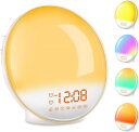 目覚ましライト 目覚まし時計 授乳灯 ベッドサイドランプ 平日/休日アラーム スヌーズ FMラジオ付き 太陽光 日出/日没再現 自然音&ホワイトノイズマシン デ...