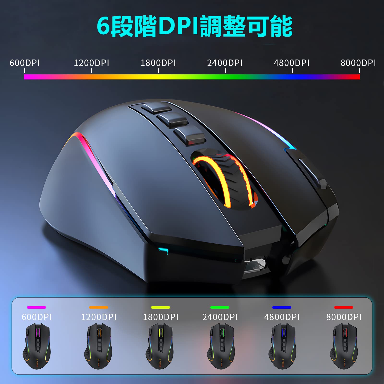 e���� �磻��쥹�ޥ��� �����ߥ� �Ų� ���ż� 2.4GHz RGB�Хå��饤�� 9�ܥ��� �ޥ����б� DPIĴ�� ̵��/ͭ��ξ�б� ���� ������ �ץ�����
