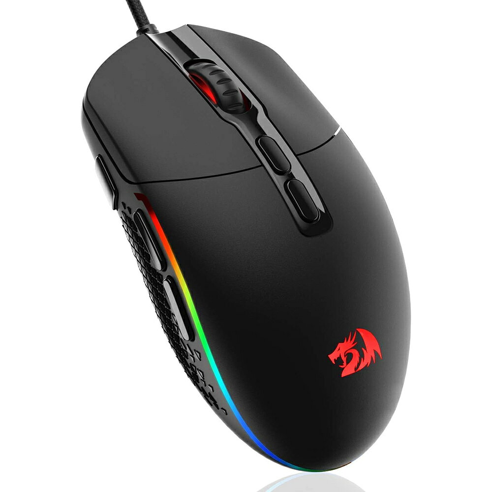 Redragon M719 有線マウス 静音 ゲーミングマウス RGB 軽量 134g 10000 DPI 8個プログラムボタン マクロ設定可能 ソフトウェア対応 高速応答 USB接続 PC Windows Mac 対応 (ブラック)