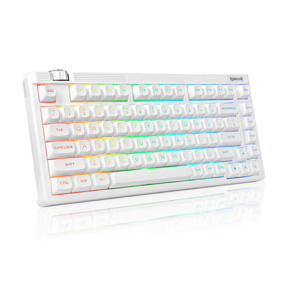Rakuten - Redragon ワイヤレス ゲーミングキーボード 75% テンキーレス 英語配列 メカニカル 銀軸 スピードリニア BT/2.4GHz/USB-C有線 ガスケット ホットスワップ対応 ノブ搭載 Windows/Mac ホワイト