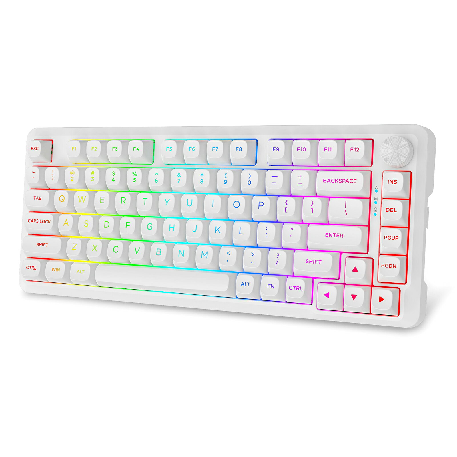 【月中限定！6,999円以上で599円OFFクーポン】e元素 ゲーミングキーボード ワイヤレス メカニカルキーボード 75％ 82キー 銀軸 Bluetooth 2.4GHz USB-C有線 3モード ホットスワップ ガスケット構造 RGB 英語配列 Windows Mac対応 ホワイト