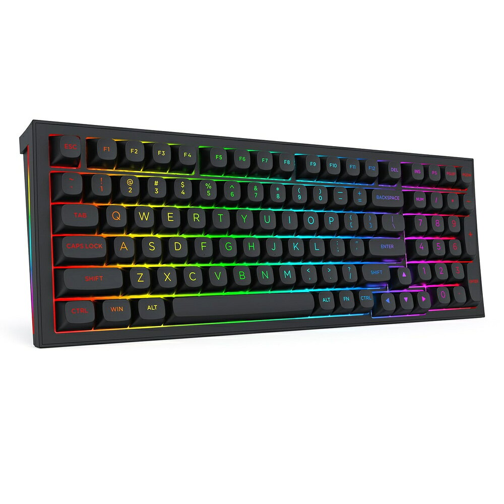 ゲーミングキーボード ワイヤレス メカニカルキーボード 96% テンキー付き 銀軸 99キー US配列 Bluetooth 2.4GHz USB-C 有線 3モード ホットスワップ ガスケット構造 RGB 4000mAh PBT Nキーロールオーバー PC Mac PS5対応 Redragon K723 ブラック