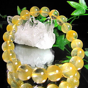 イエロー・ファントム水晶 /大きさ:9.5mm珠/内径:約16.5cm/ヒマラヤ産