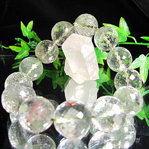 グリーン ファントム水晶 /大きさ:16mm珠/内径:約18cm/3Aグレード/ミラーカット