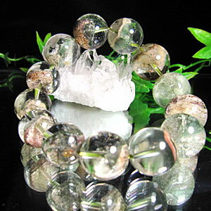 グリーン ファントム水晶 /大きさ:15〜18mm珠/内径:約17cm