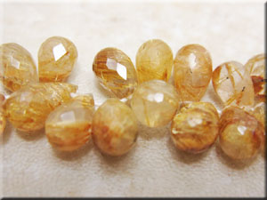 ドロップ型カット　ルチルクオーツ　パーツ・ばら売り