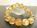 15A　ゴールド・タイチン・ルチルクオーツのブレスレット　13mm珠（サイズ：約17．5cm）【天然石/パワーストーン /ブレスレット】(タイチン）