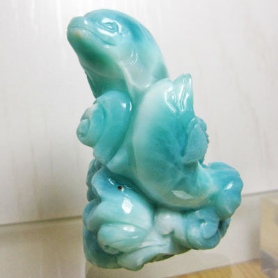 【天然石彫刻】ラリマー イルカの彫刻(イルカの親子)天然石 彫刻 天然水晶 彫刻 風水 縁起物 風水彫刻 天然石 最高級 手彫り 彫刻置物 天然石 パワーストー...