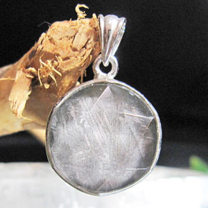 ギベオン&六芒星水晶 シルバーペンダントトップ 15x6mm